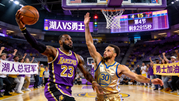 NBA季后赛湖人对阵勇士精彩对决直播画面